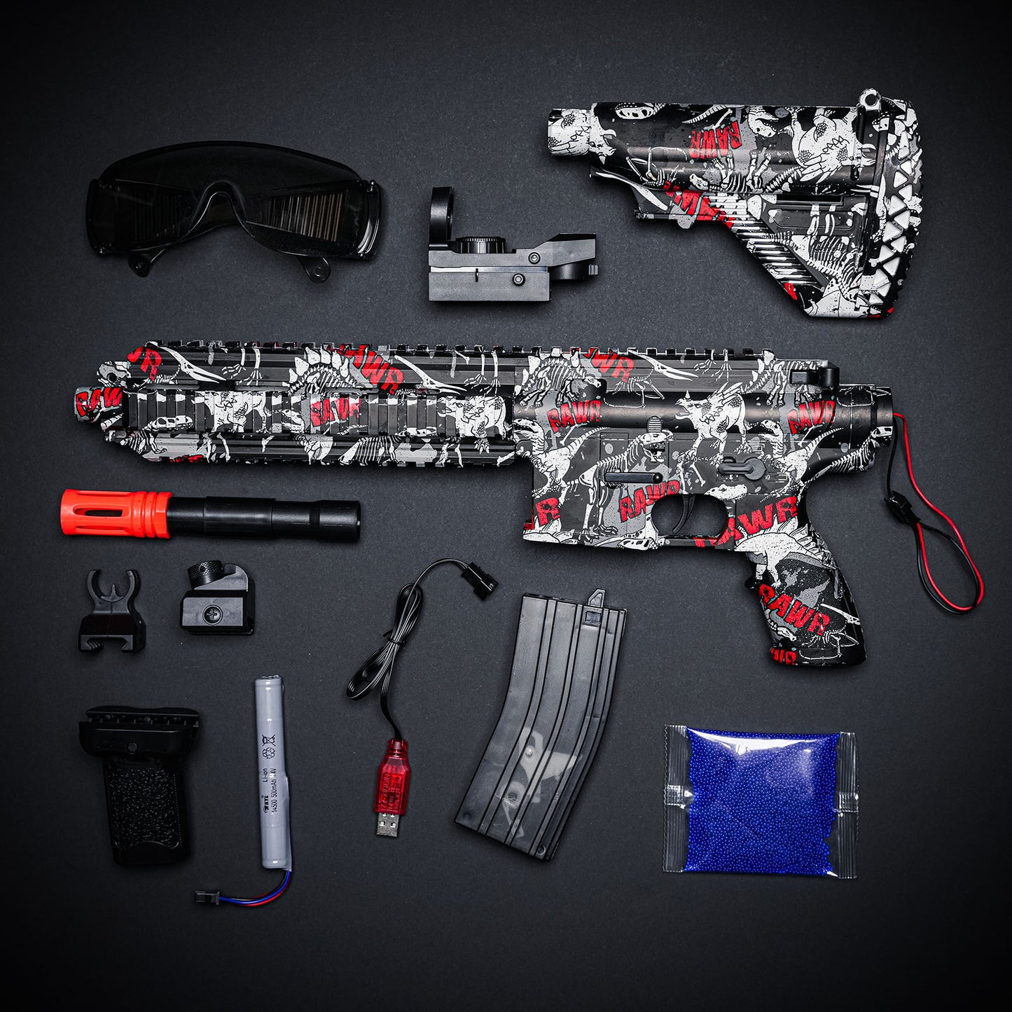 M416 Tactical Gelinis Blasteris - Raudonas (Dovana +11.000 Šovinių)